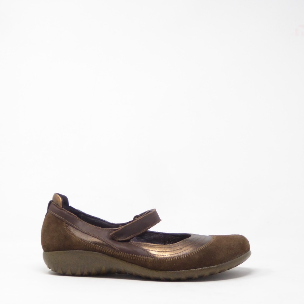 Naot Womens Kirei Mary Jane Flats Brown Suede Leather Metallic Size 41 / 10